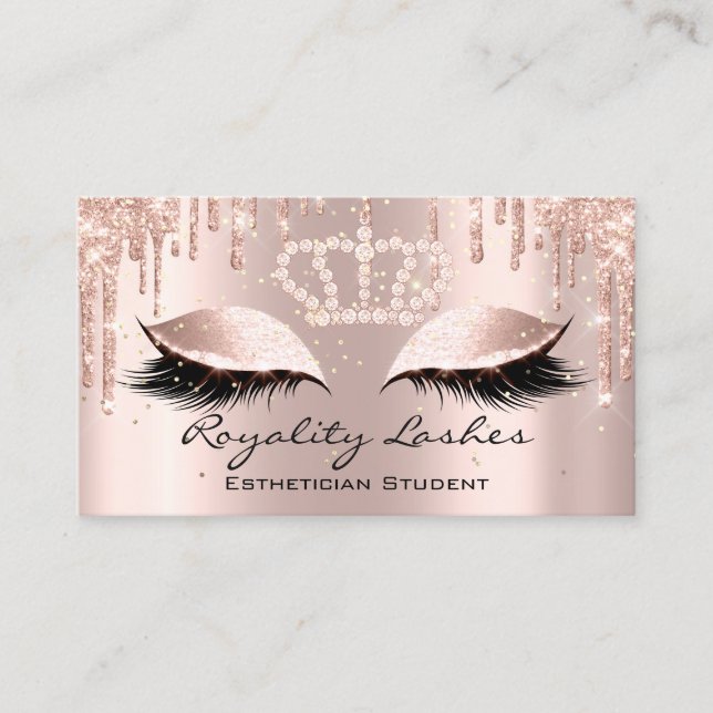 Royal Makeup Artist Lashes Glitter Drips Princess Business Card (Front)