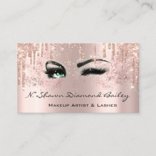 Royal Makeup Artist Lashes Rose Drip Green Eyes Business Card