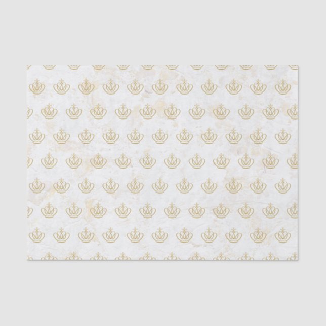 Royal Marble Gold Crown Gift Tissue Paper (Front)