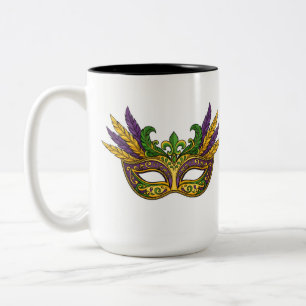 Royal Mardi Gras Crowns and Jewels Pattern Coffee Two-Tone Coffee Mug