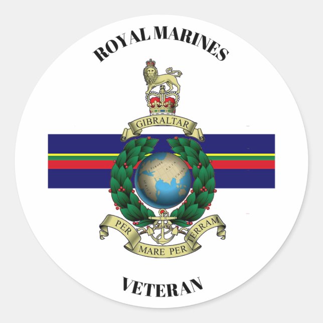 Royal Marines Veteran Classic Round Sticker (Front)