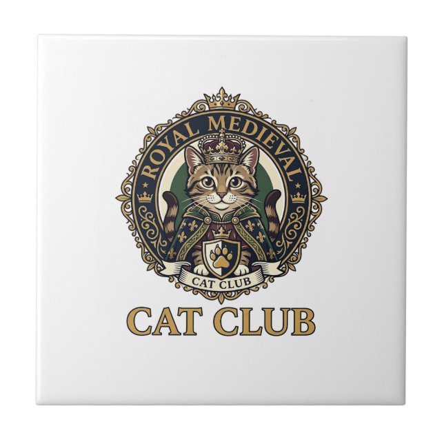 Royal Mediaeval Cat Cat Dad Gift Idea - Royal Medi Tile (Front)