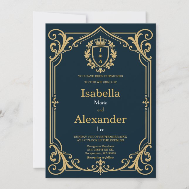 Royal Mediaeval Monogram Wedding Invitation (Front)