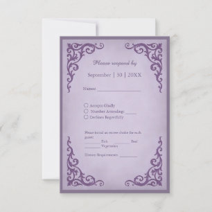 Royal Mediaeval Vintage Scroll Wedding RSVP Card