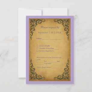 Royal Mediaeval Vintage Scroll Wedding RSVP Card