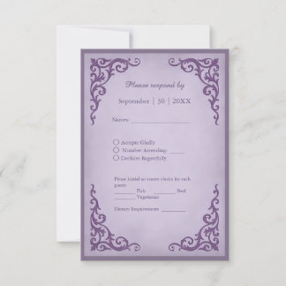 Royal Medieval Vintage Scroll Wedding RSVP Card