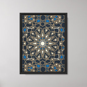 Royal Midnight & Gold Geometric Mosaic Canvas Print