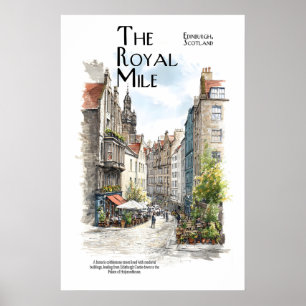 Royal Mile Edinburgh Poster  Scotland Cobblestone
