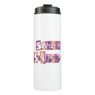 Royal Milestone Sweet Sixteen Collage Purple Red Thermal Tumbler
