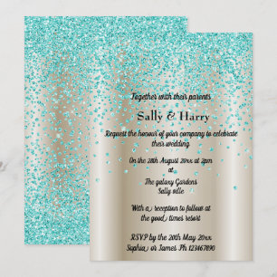 Royal Mint Diamonds wedding Green crystal gold Invitation
