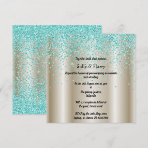 Royal Mint Diamonds wedding Green crystal gold Invitation