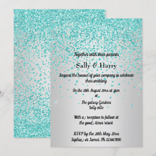 Royal Mint Diamonds wedding Green crystal Silver Invitation