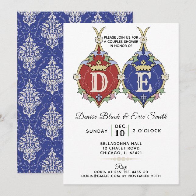 Royal Monogram Couples Wedding Shower Invitation (Front/Back)