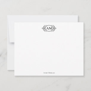 Royal Monogram Crest Classic Black Personalised Card