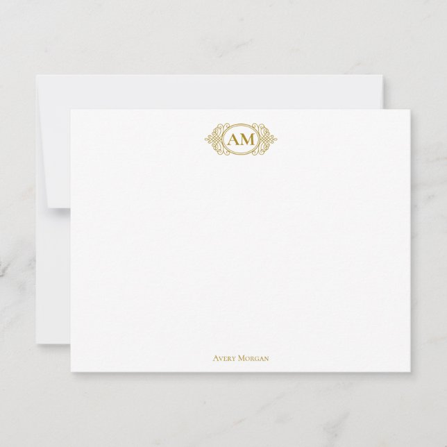 Royal Monogram Crest Luxury Gold Personalised Card (Front)