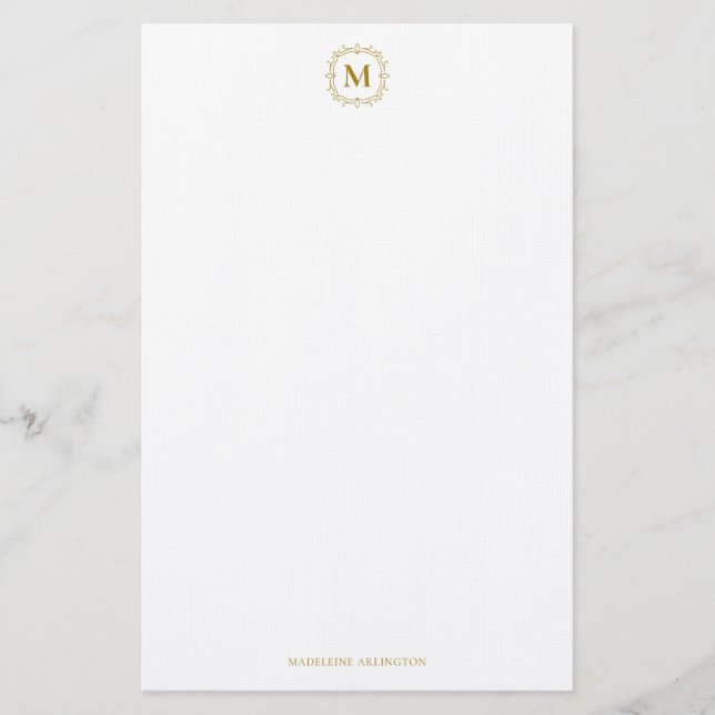 Royal Monogram Crest Luxury Gold Personalised Stationery (Front)