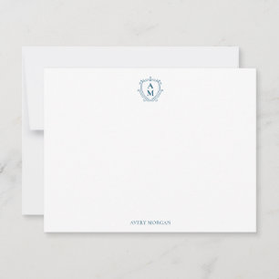 Royal Monogram Crest Navy Blue Personalised Card