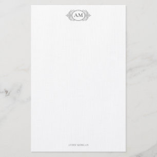 Royal Monogram Crest Smokey Grey Personalised Stationery