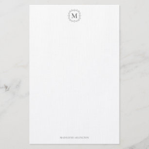 Royal Monogram Crest Smokey Grey Personalised Stationery