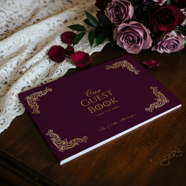 Royal Muse Mediaeval Fantasy Plum Floral Wedding Guest Book (Royal Muse Medieval Fantasy Plum Floral Wedding Guest Book)