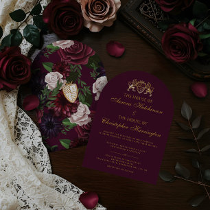 Royal Muse Mediaeval Fantasy Plum Floral Wedding Invitation