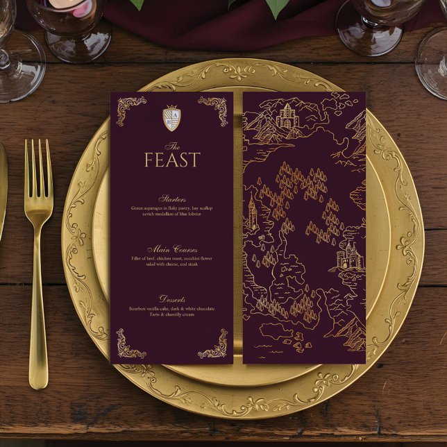 Royal Muse Mediaeval Fantasy Shield Ornate Wedding Menu (Royal Muse Medieval Fantasy Shield Ornate Wedding Menu)