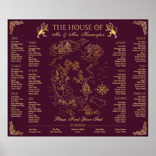 Royal Muse Mediaeval Fantasy Wedding Map 13 Seatin Poster