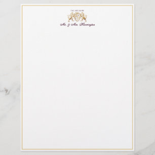 Royal Muse Mediaeval Lion Crest & Floral Wedding Custom Letterhead