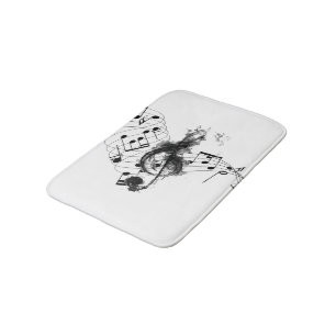 Royal Music Note black and white smoke effect Bath Mat
