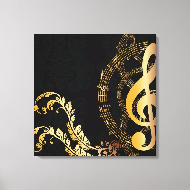 Royal Music Note black gold Canvas Print (Front)