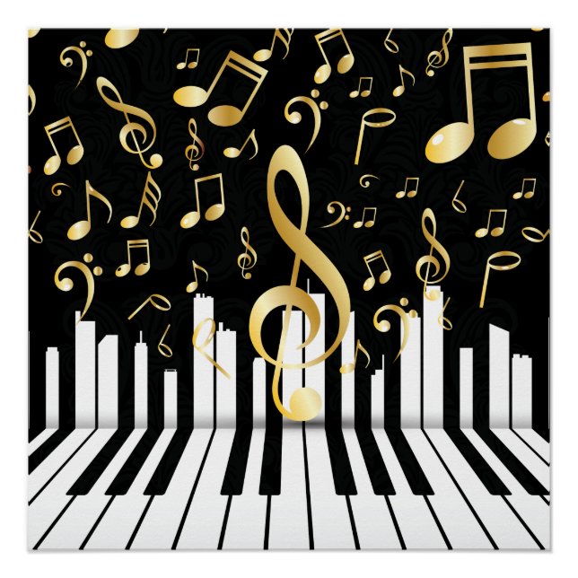 Royal Music Note luxury piano keys Poster (Front)