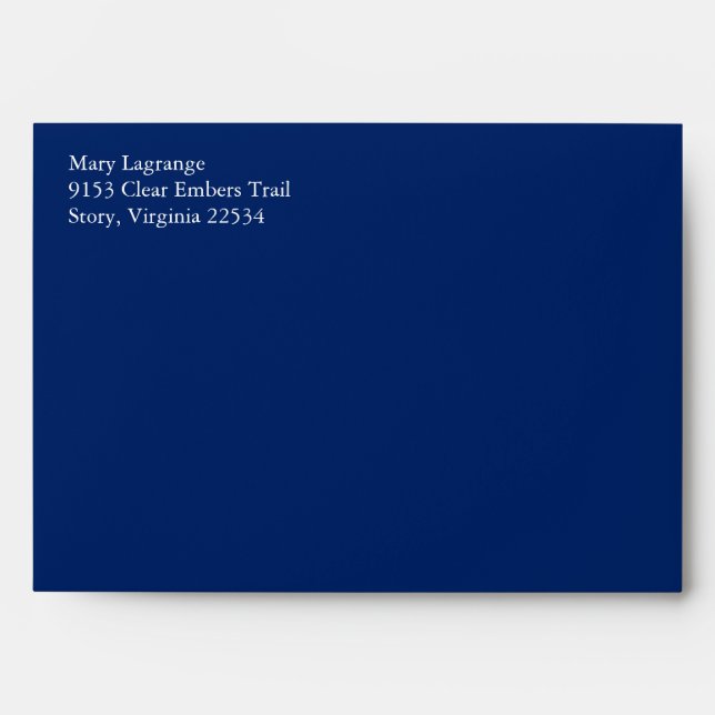 Royal Navy Blue A7 5x7 Return Address Envelope (Front)