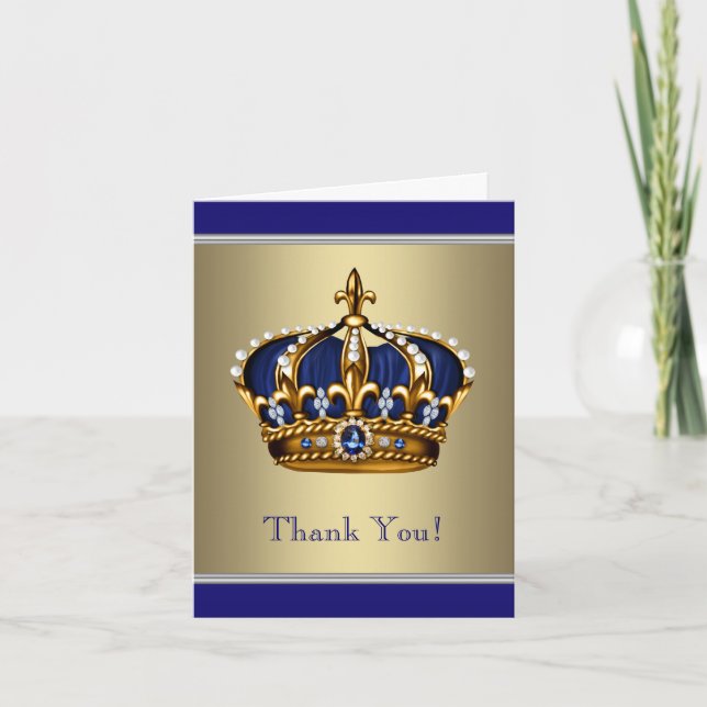 Royal Navy Blue and Gold Thank You Cards (Front)