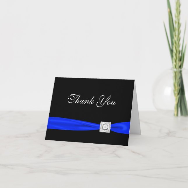 Royal Navy Blue Black Thank You Cards (Front)