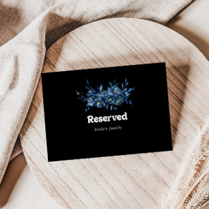 Royal Navy Blue Floral Wedding Reserved Sign