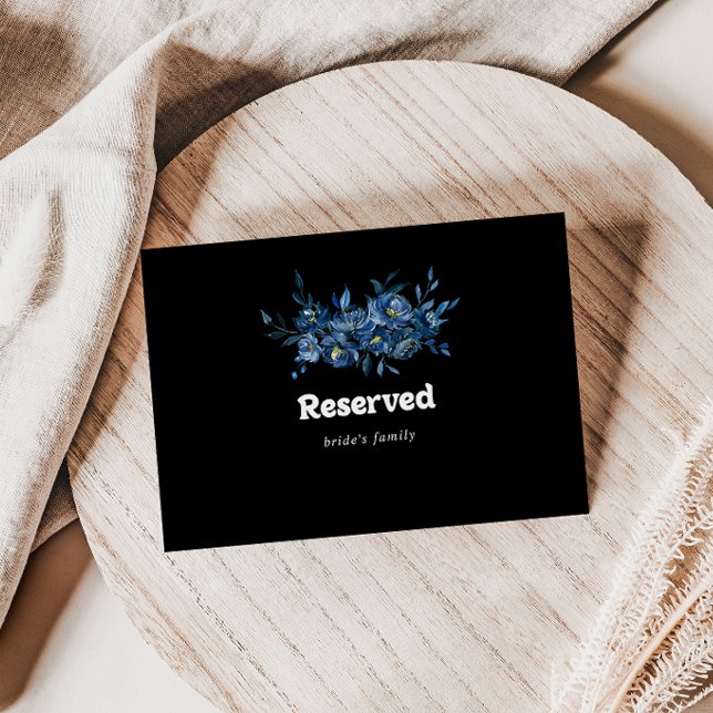 Royal Navy Blue Floral Wedding Reserved Sign (Creator Uploaded)