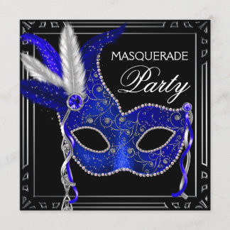 Royal Navy Blue Mask Masquerade Party Invitation