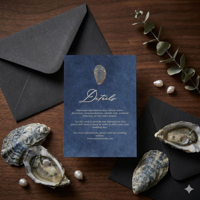 Royal Navy Blue Ocean Wedding Details  Enclosure Card (Creator Uploaded)