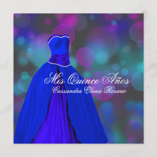 Royal Navy Blue Pink Purple Quinceanera Invitation