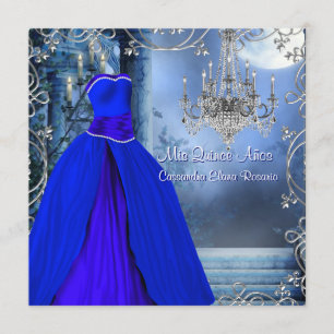 Royal Navy Blue Quinceanera Invitation