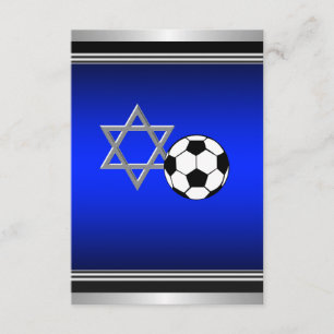 Royal Navy Blue Soccer Theme Bar Mitzvah Card