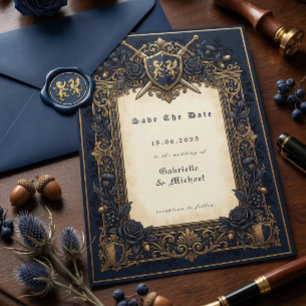 Royal Navy Moody Celestial Mediaeval Crest  Save The Date