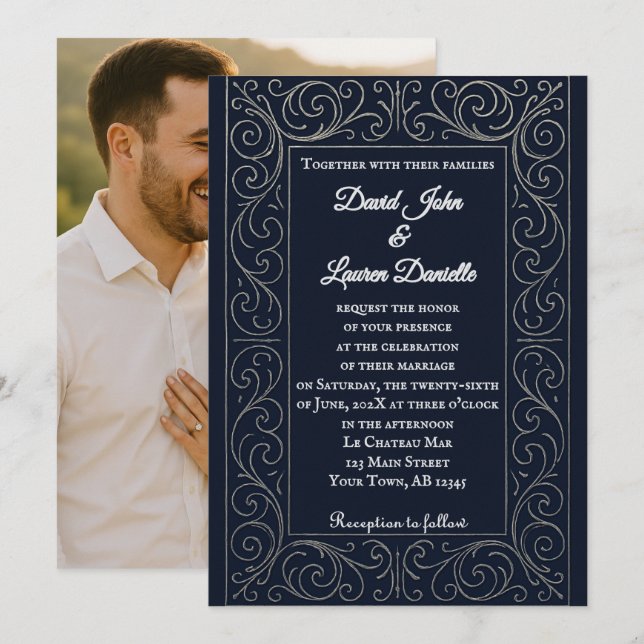 Royal Navy Photo Wedding Invitation (Front/Back)