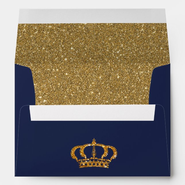 Royal Navy with Crown Blue & Gold Lined Envelope (Back (Bottom))