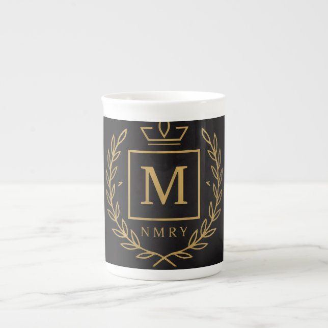 "Royal NMKY Emblem – Monogram M Crest Design" Bone China Mug (Front)