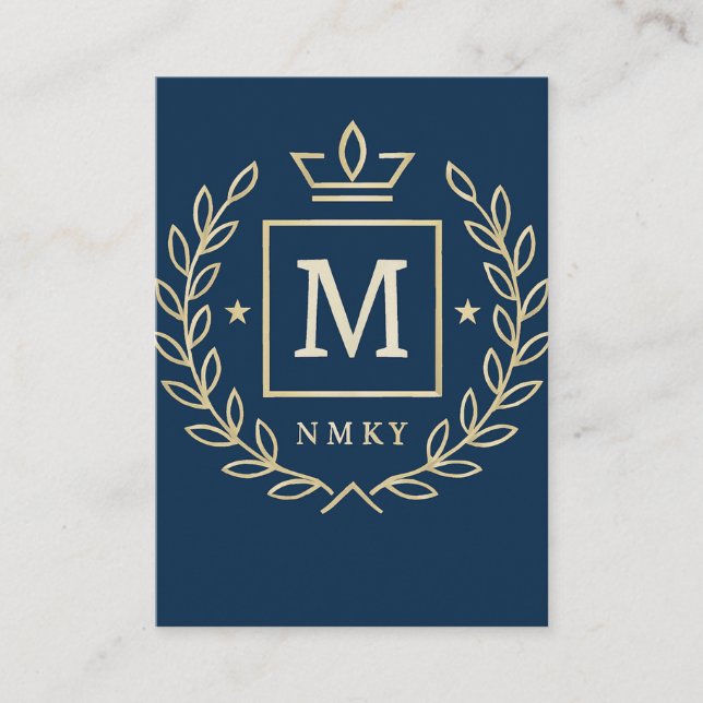 "Royal NMKY Emblem – Monogram M Crest Design" Business Card (Front)