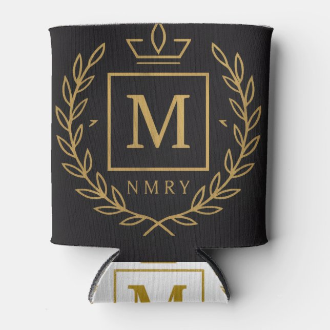 "Royal NMKY Emblem – Monogram M Crest Design" Can Cooler (Front)