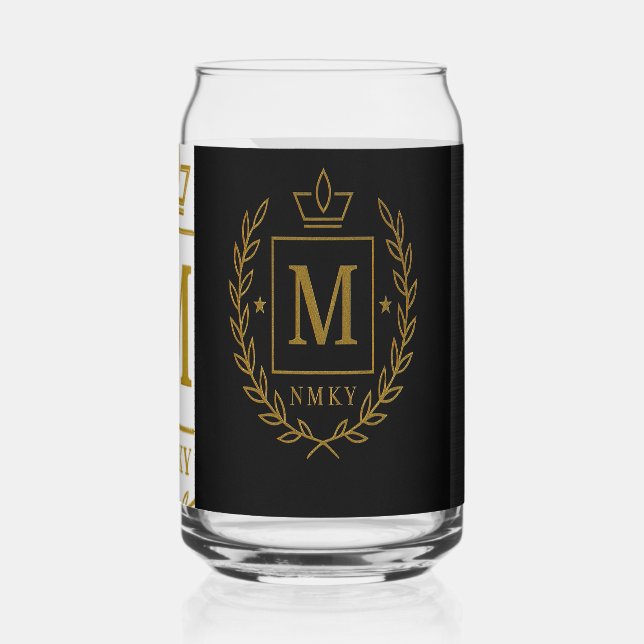 "Royal NMKY Emblem – Monogram M Crest Design" Can Glass (Back)