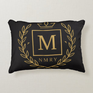 "Royal NMKY Emblem – Monogram M Crest Design" Decorative Cushion