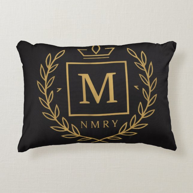 "Royal NMKY Emblem – Monogram M Crest Design" Decorative Cushion (Front)